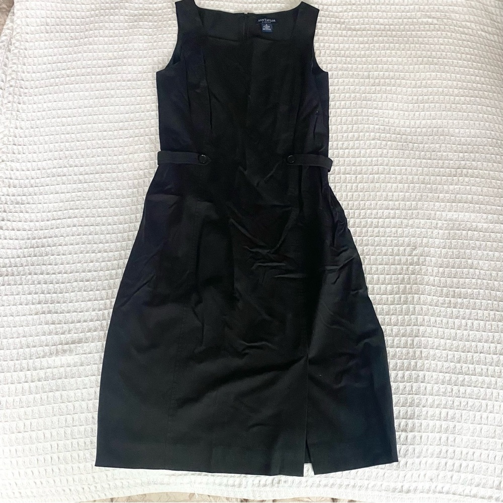 Ann Taylor Black Sheath Midi Dress size 2